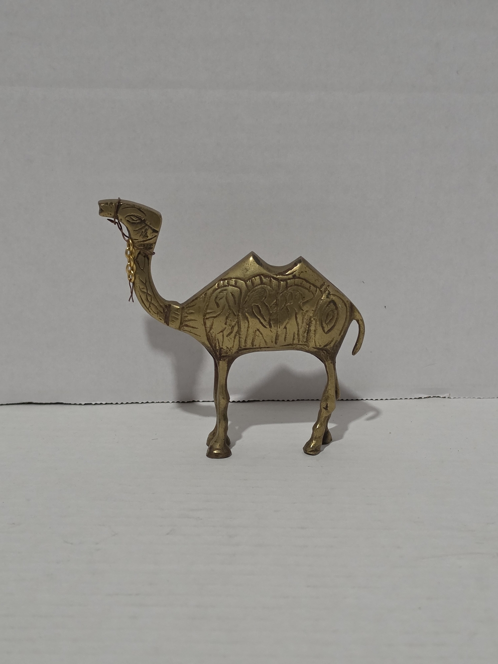Vintage Brass Camel Etched Figurine Mid Century Modern Home Accent